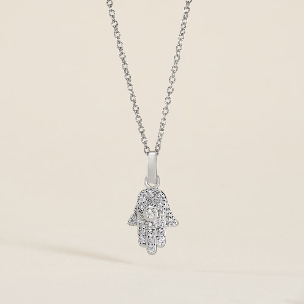 Pendentif Amelot Argent Blanc Oxyde De Zirconium - Pendentifs Femme | Histoire d’Or
