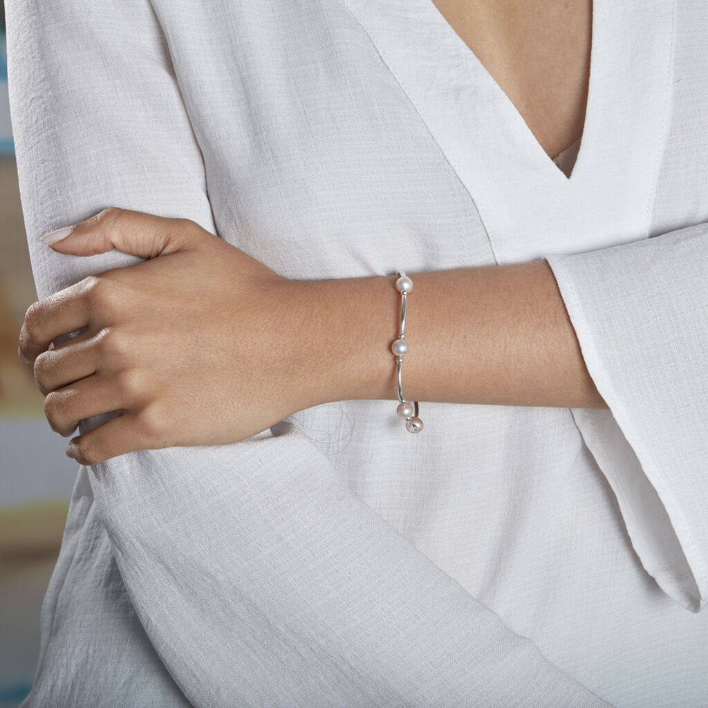 Bracelet Potatoes Argent Blanc Perle De Culture - Bracelets fantaisie Femme | Histoire d’Or
