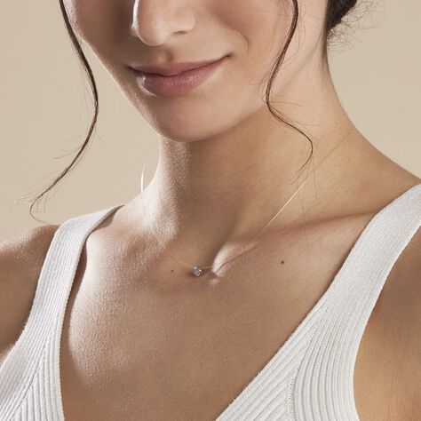 Collier Nylon Argent Blanc Oxyde - Colliers fantaisie Femme | Histoire d’Or