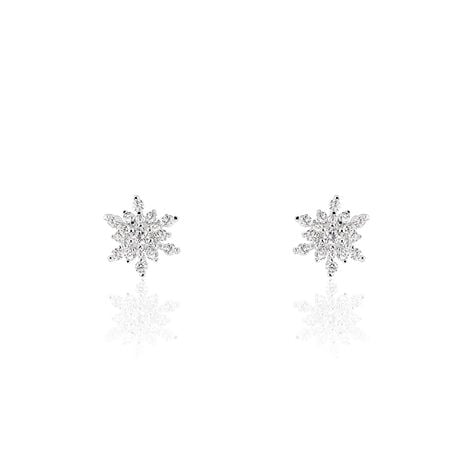 Boucles D'oreilles Puces Cyriac Argent Blanc Oxyde De Zirconium - Boucles d'oreilles fantaisie Femme | Histoire d&rsquo;Or