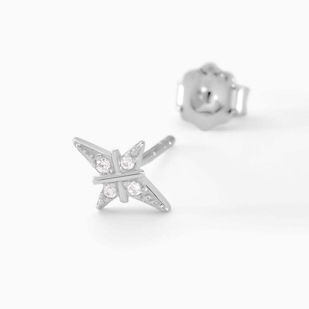 Boucles D'oreilles Puces Astre Precieux Argent Blanc Oxyde - Boucles d'oreilles fantaisie Femme | Histoire d’Or