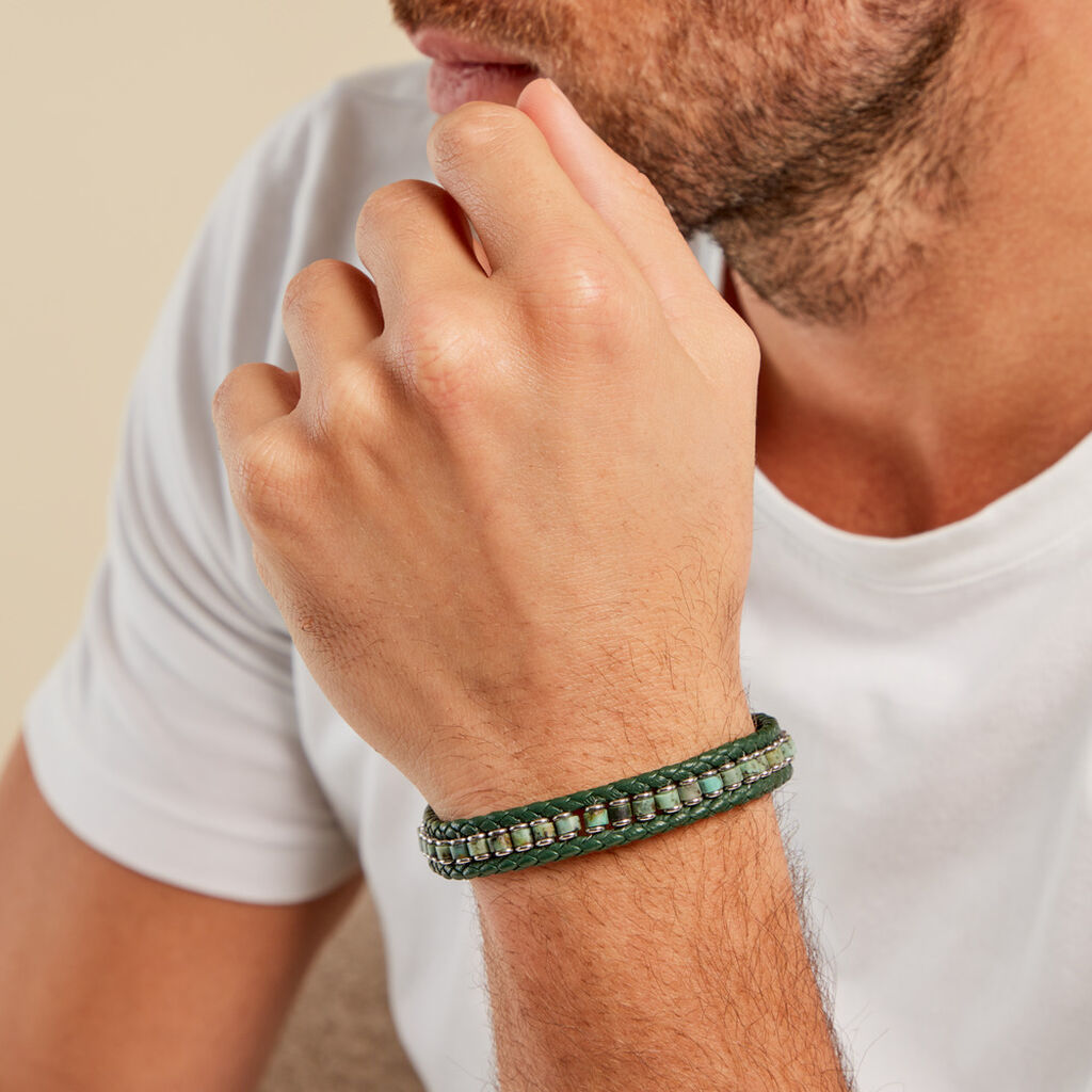 Bracelet Alassio Acier Blanc Turquoise - Bracelets Homme | Histoire d’Or