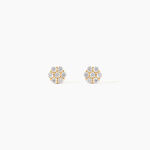 Boucles D'oreilles Puces Eleanor Fleur Or Jaune Oxyde De Zirconium - Clous d'oreilles Femme | Histoire d&rsquo;Or