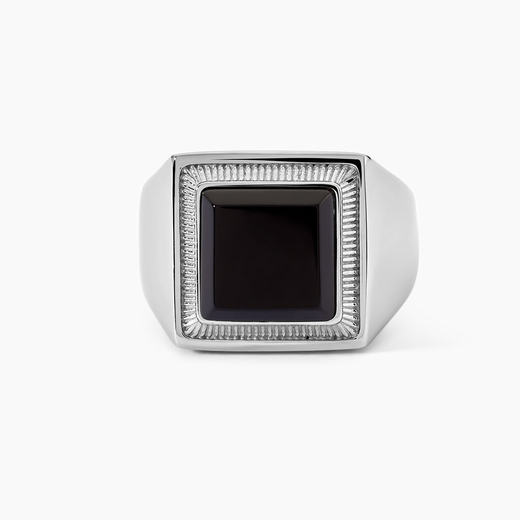 Chevali&egrave;re Celino Acier Blanc Onyx - Bagues solitaires Homme | Histoire d&rsquo;Or