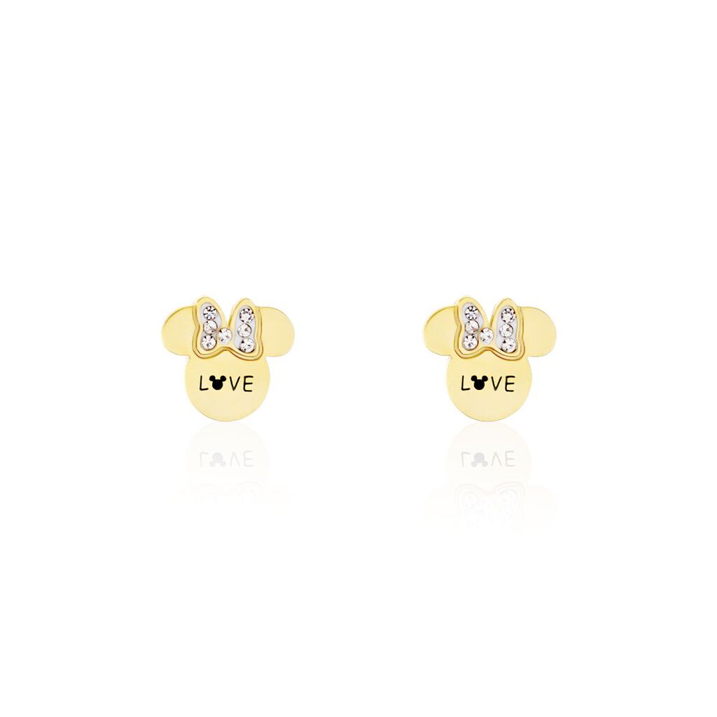 Boucles D'oreilles Puces Disney Acier Doré Cristaux - Boucles d'oreilles fantaisie Enfant | Histoire d’Or