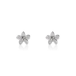 Boucles D'oreilles Puces Argent Blanc Catherine Oxydes De Zirconium - Boucles d'oreilles fantaisie Femme | Histoire d’Or