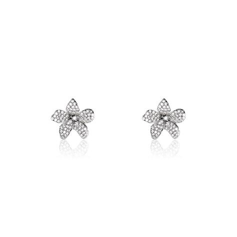 Boucles D'oreilles Puces Argent Blanc Catherine Oxydes De Zirconium - Boucles d'oreilles fantaisie Femme | Histoire d’Or