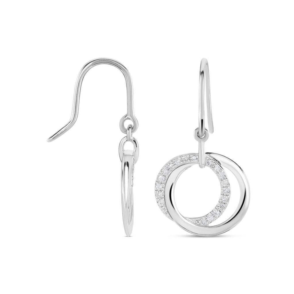Boucles D'oreilles Pendantes Or Blanc Tresha Diamants - Boucles d'oreilles pendantes Femme | Histoire d’Or