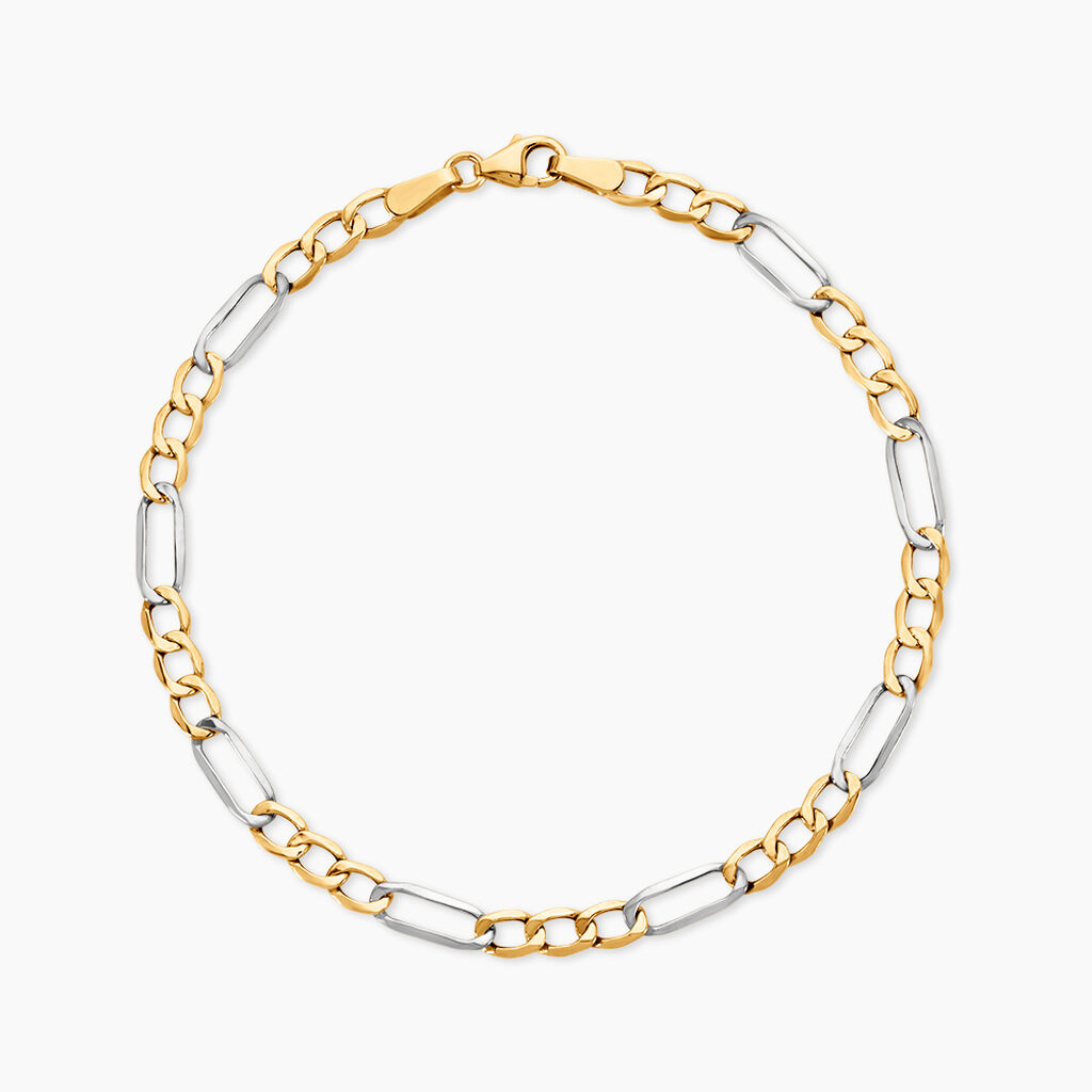 Bracelet Or Bicolore Maille Altern&eacute;e 1/3 - Bracelets cha&icirc;ne Femme | Histoire d&rsquo;Or
