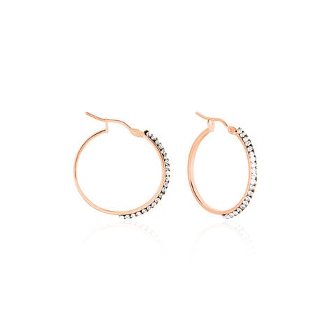 Créoles Sandrine Or Rose Strass - Boucles d'oreilles créoles Femme | Histoire d’Or