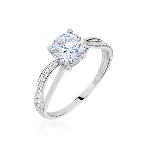 Bague Or Blanc Ofelie Solitaire Oxyde - Bagues solitaires Femme | Histoire d’Or