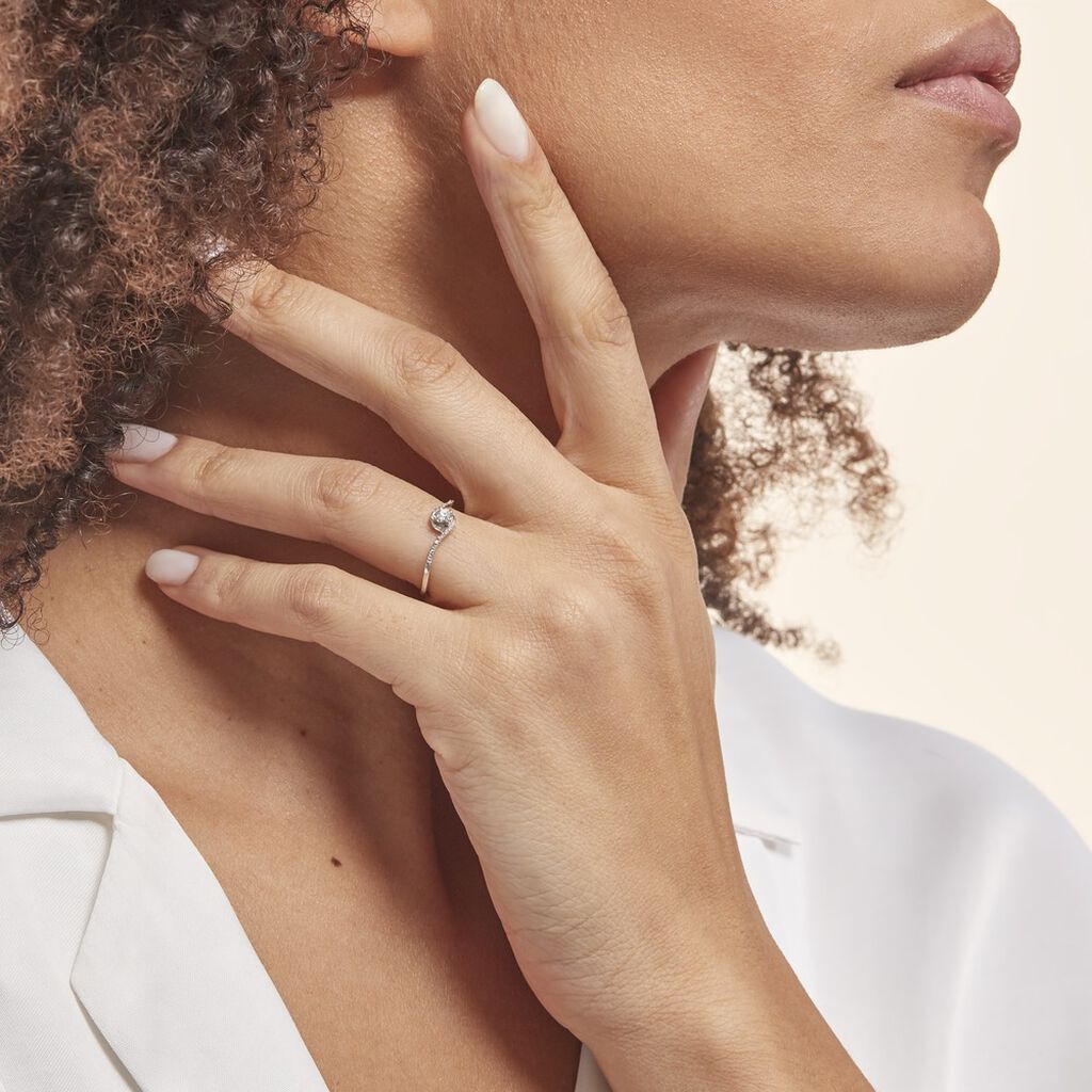 Bague Vrille Accompagnee Or Blanc Diamant - Bagues solitaires Femme | Histoire d’Or
