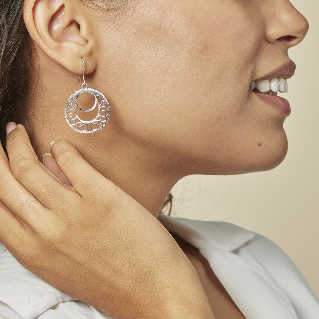 Boucles D'oreilles Pendantes Micaela Argent Blanc - Boucles d'oreilles fantaisie Femme | Histoire d’Or
