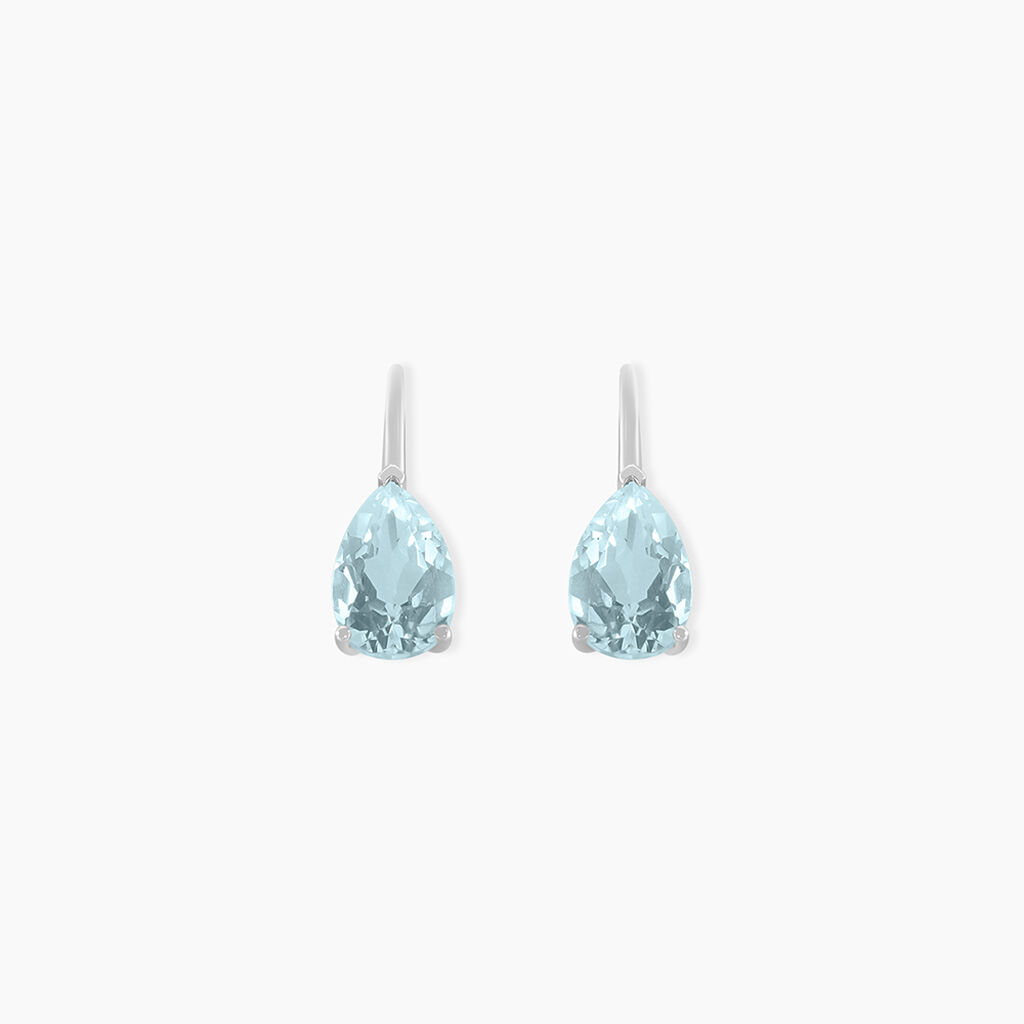 Boucles D'oreilles Puces Anesa Or Blanc Topaze - Clous d'oreilles Femme | Histoire d’Or