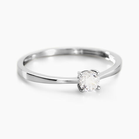 Bague Solitaire Abriel Or Blanc Oxyde De Zirconium - Bagues solitaires Femme | Histoire d&rsquo;Or