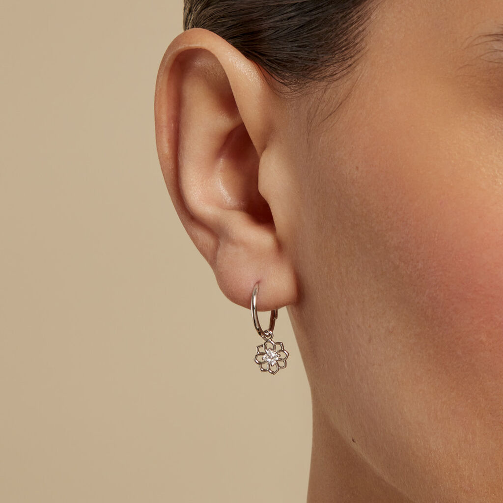 Créoles Embelia Argent Blanc Oxyde De Zirconium - Boucles d'oreilles créoles Femme | Histoire d’Or