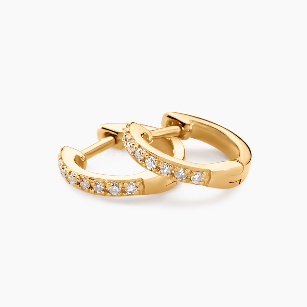Mini Cr&eacute;oles Or Jaune Aryanna Diamants - Boucles d'oreilles cr&eacute;oles Femme | Histoire d&rsquo;Or