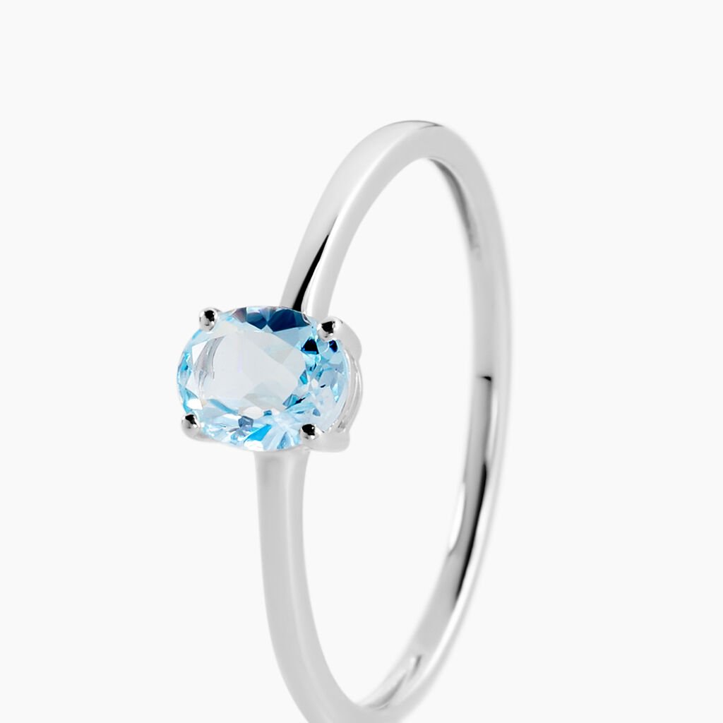 Bague Valentino Or Blanc Topaze - Bagues solitaires Femme | Histoire d&rsquo;Or