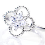 Bague Laetizia Fleur Argent Blanc Oxyde De Zirconium - Bagues avec pierre Femme | Histoire d&rsquo;Or