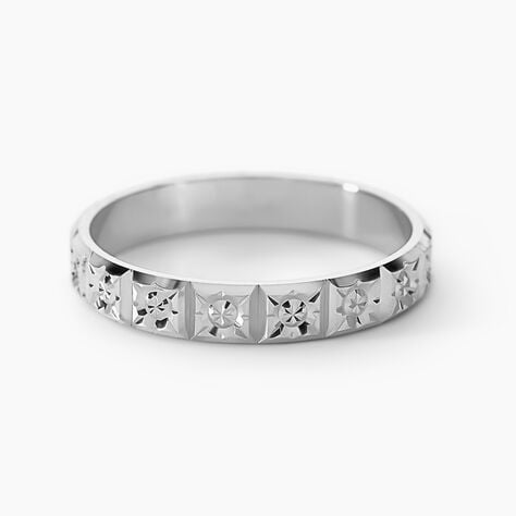 Alliance Marya Carree Diamantee Ruban Plat Or Blanc - Alliances 18 carats Unisex | Histoire d&rsquo;Or