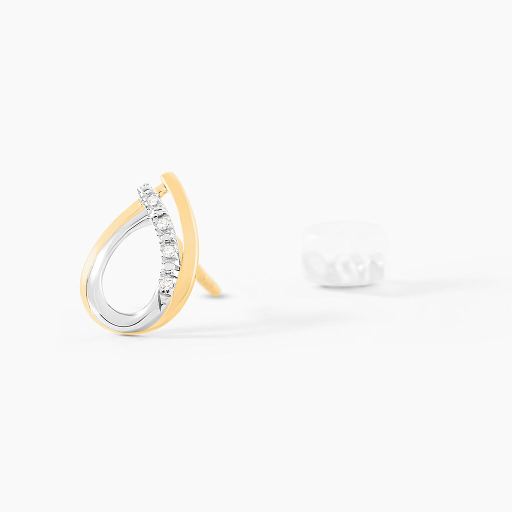 Boucles D'oreilles Puces Marilynn Or Bicolore Diamant Blanc - Clous d'oreilles Femme | Histoire d’Or