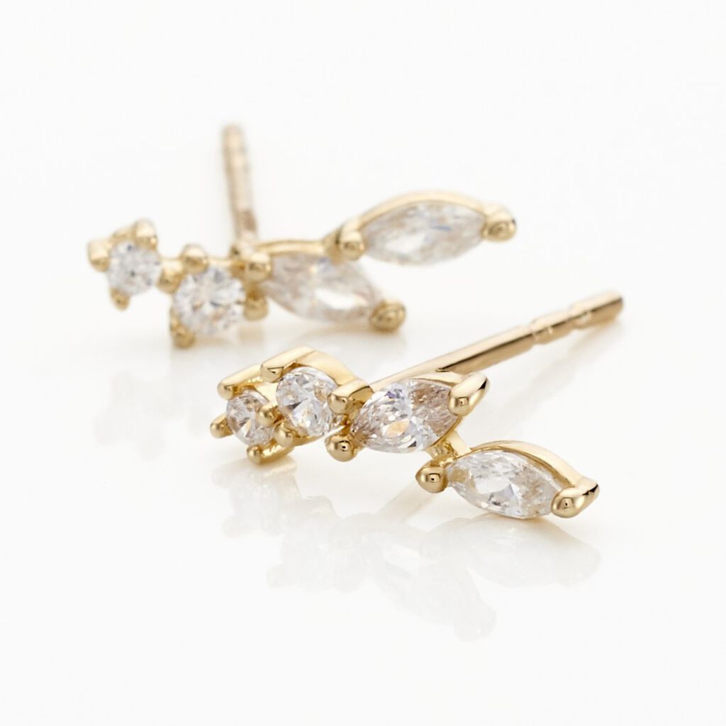 Boucles D'oreilles Puces Iuliana Or Jaune Oxyde De Zirconium - Clous d'oreilles Femme | Histoire d’Or