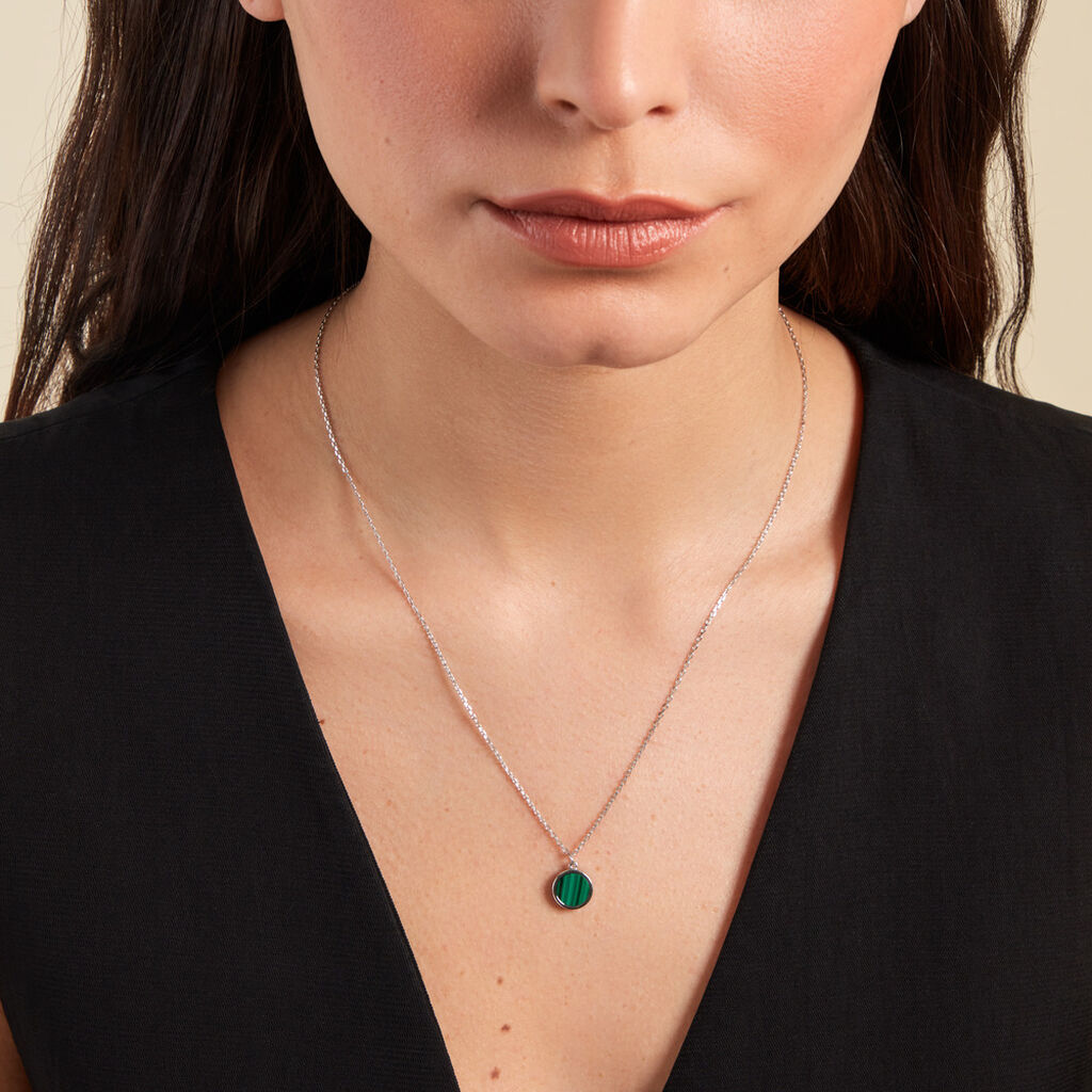 Collier Reversible Argent Blanc Malachite Onyx - Colliers fantaisie Femme | Histoire d’Or