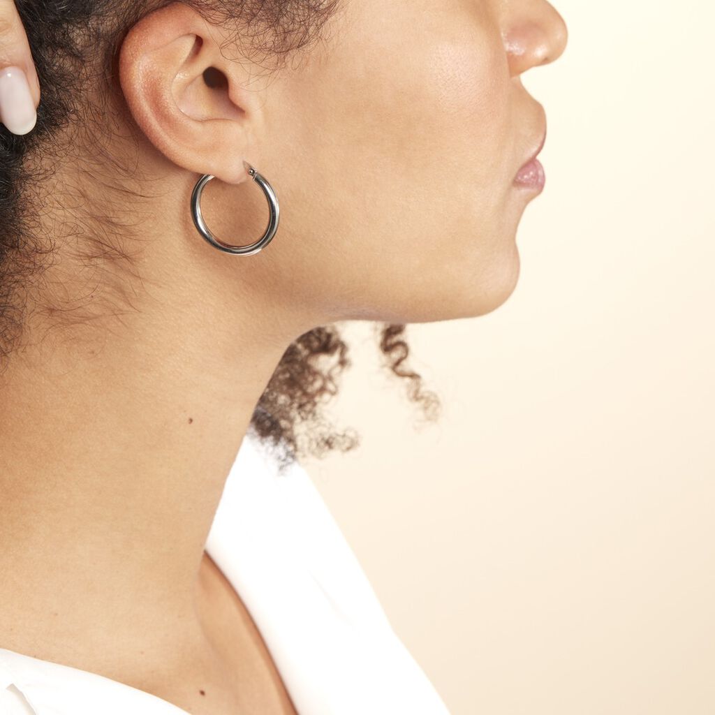 Créoles Argent Blanc Anne - Boucles d'oreilles créoles Femme | Histoire d’Or