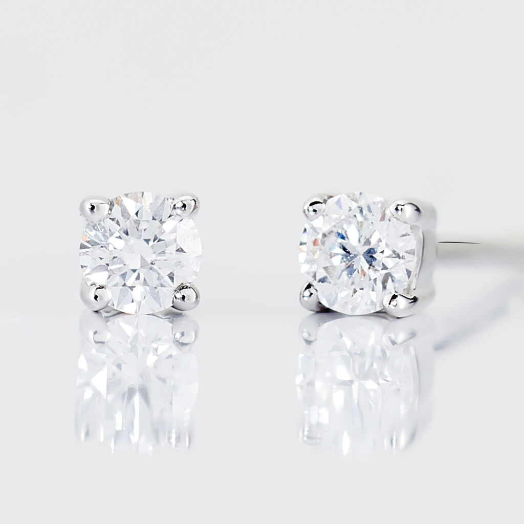 Boucles D'oreilles Puces Victoria Or Blanc Diamant - Clous d'oreilles Femme | Histoire d&rsquo;Or