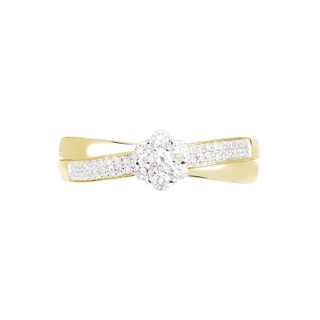 Bague Magnolia Croisee Or Jaune Diamant - Bagues avec pierre Femme | Histoire d’Or