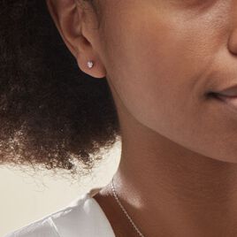 Boucles D'oreilles Puces Or Blanc Oxydes De Zirconium - Clous d'oreilles Femme | Histoire d’Or