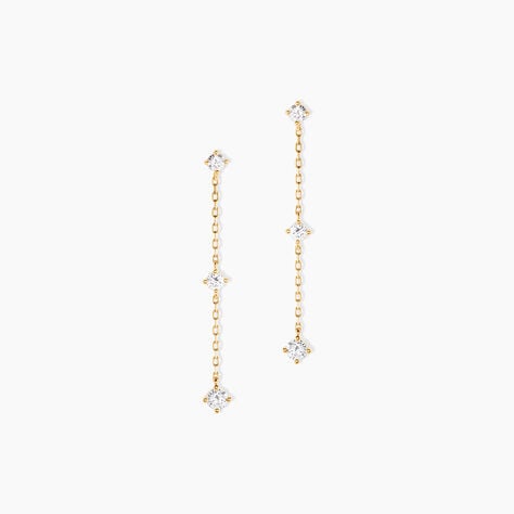 Boucles D'Oreilles Pendantes Madhav Or Jaune Diamant Synth&eacute;tique - Boucles d'oreilles pendantes Femme | Histoire d&rsquo;Or