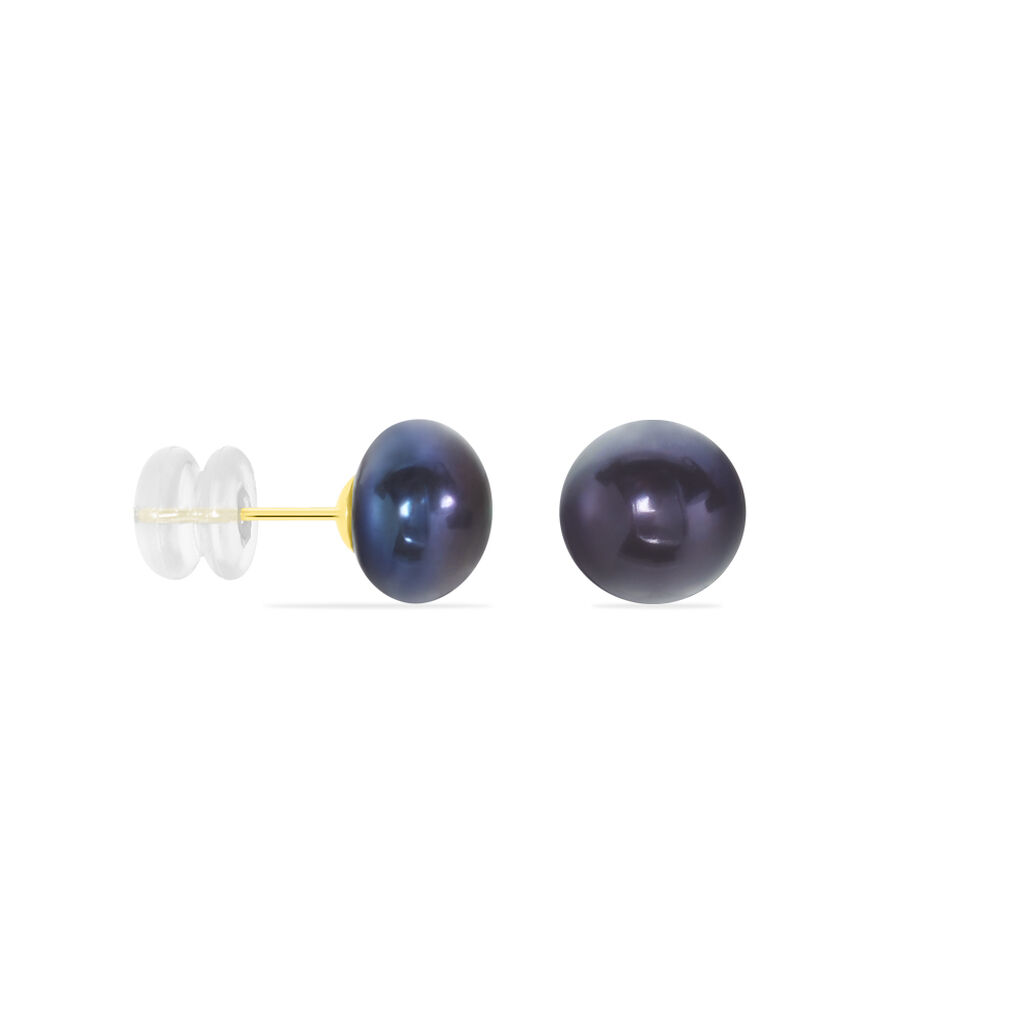 Boucles D'oreilles Puces Micaelle Teintees Or Jaune Perle De Culture - Clous d'oreilles Femme | Histoire d’Or