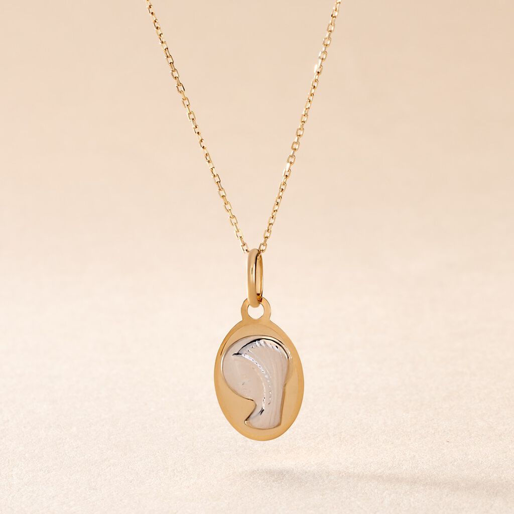 Pendentif Vierge Ovale Or Bicolore - Cadeaux de naissance Enfant | Histoire d&rsquo;Or