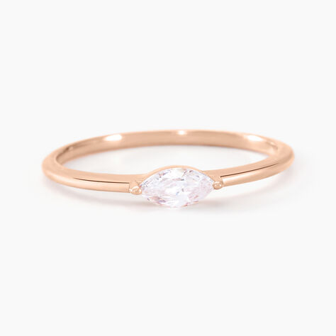 Bague Navette Argent Rose Oxyde De Zirconium - Bagues solitaires Femme | Histoire d&rsquo;Or