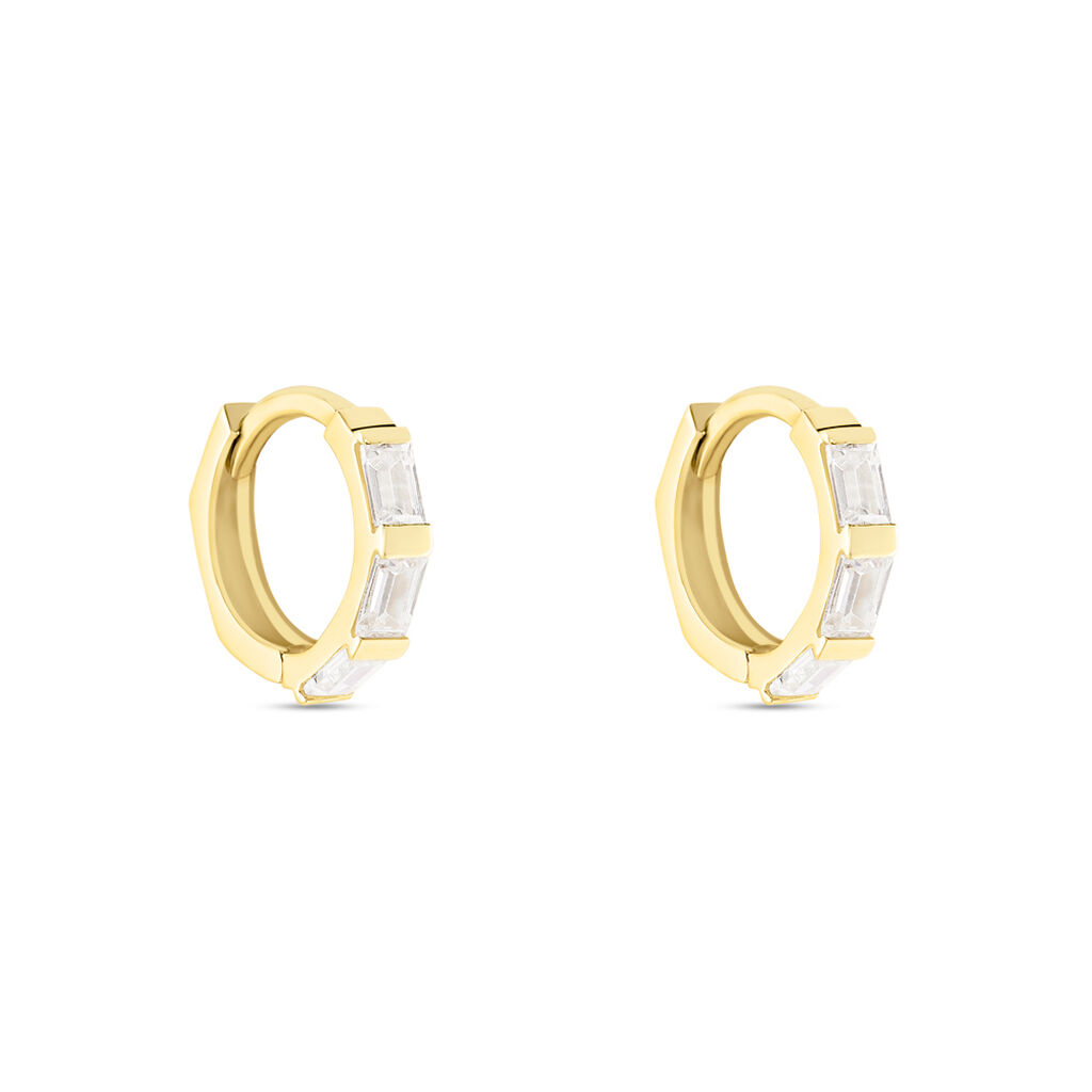 Créoles Gatsby Or Jaune Oxydes De Zirconium - Boucles d'oreilles créoles Femme | Histoire d’Or