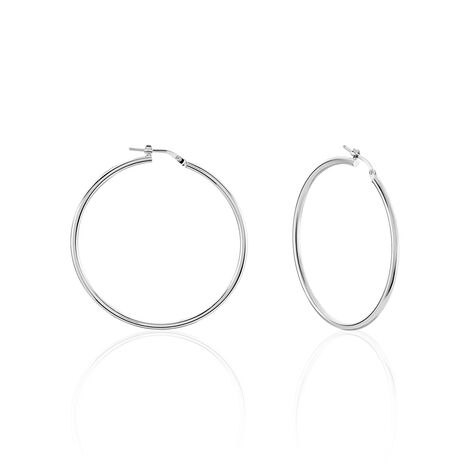 Créoles Or Blanc Rond - Boucles d'oreilles créoles Femme | Histoire d’Or