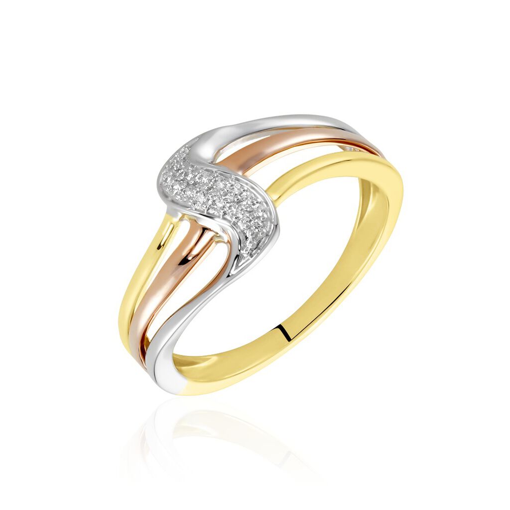 Gouden Driekleurige Zirkoonoxide Ring - Bagues avec pierre Femme | Histoire d’Or