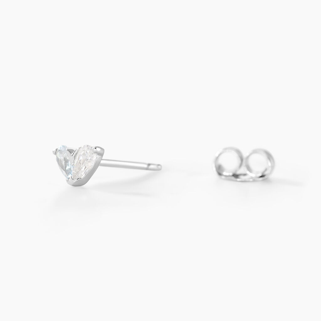 Boucles D'oreilles Puces Myhalf Argent Blanc Oxyde - Boucles d'oreilles fantaisie Femme | Histoire d&rsquo;Or