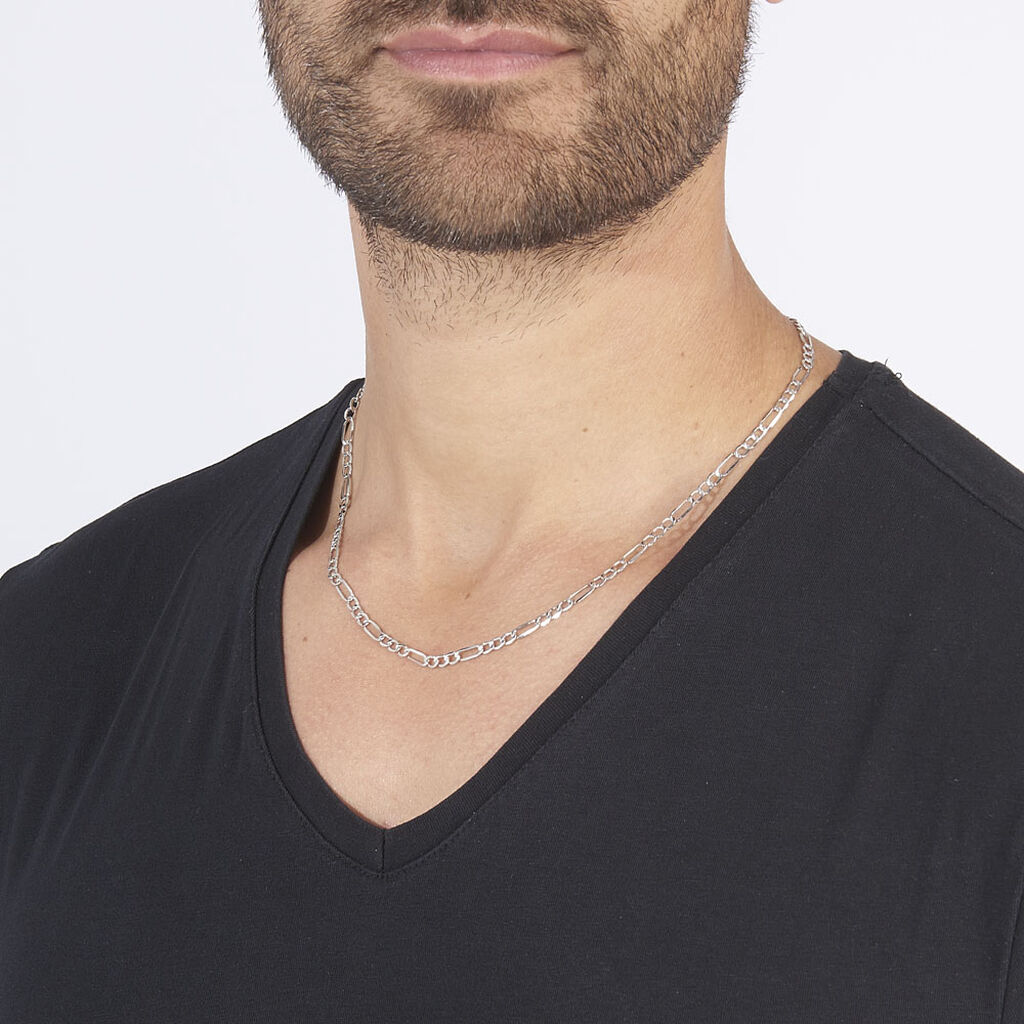 Collier Or Blanc Maille Alternée 1/3 - Chaines Homme | Histoire d’Or