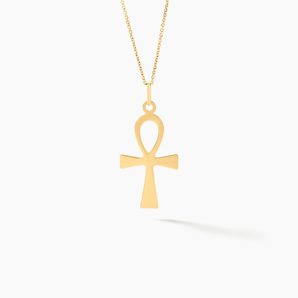 Pendentif Basilissa Croix De Vie Or Jaune - Pendentifs Bapt&ecirc;me Famille | Histoire d&rsquo;Or