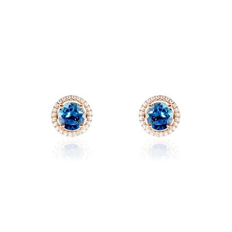 Boucles D'oreilles Puces Or Rose Maeva Topazes Oxydes De Zirconium - Clous d'oreilles Femme | Histoire d&rsquo;Or