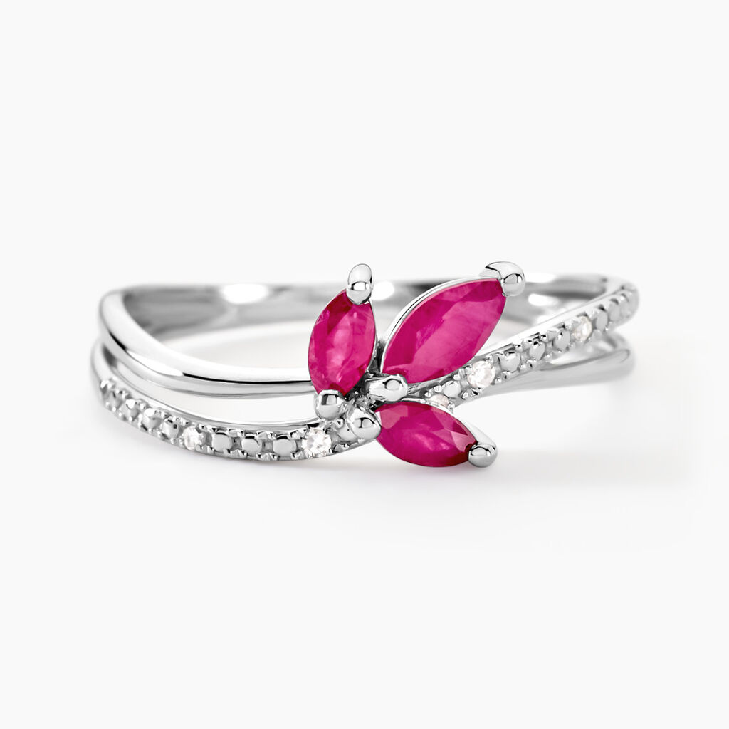 Bague Maura Or Blanc Rubis Et Diamant - Bagues avec pierre Femme | Histoire d’Or