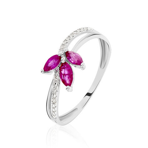 Bague Maura Or Blanc Rubis Et Diamant - Bagues avec pierre Femme | Histoire d’Or