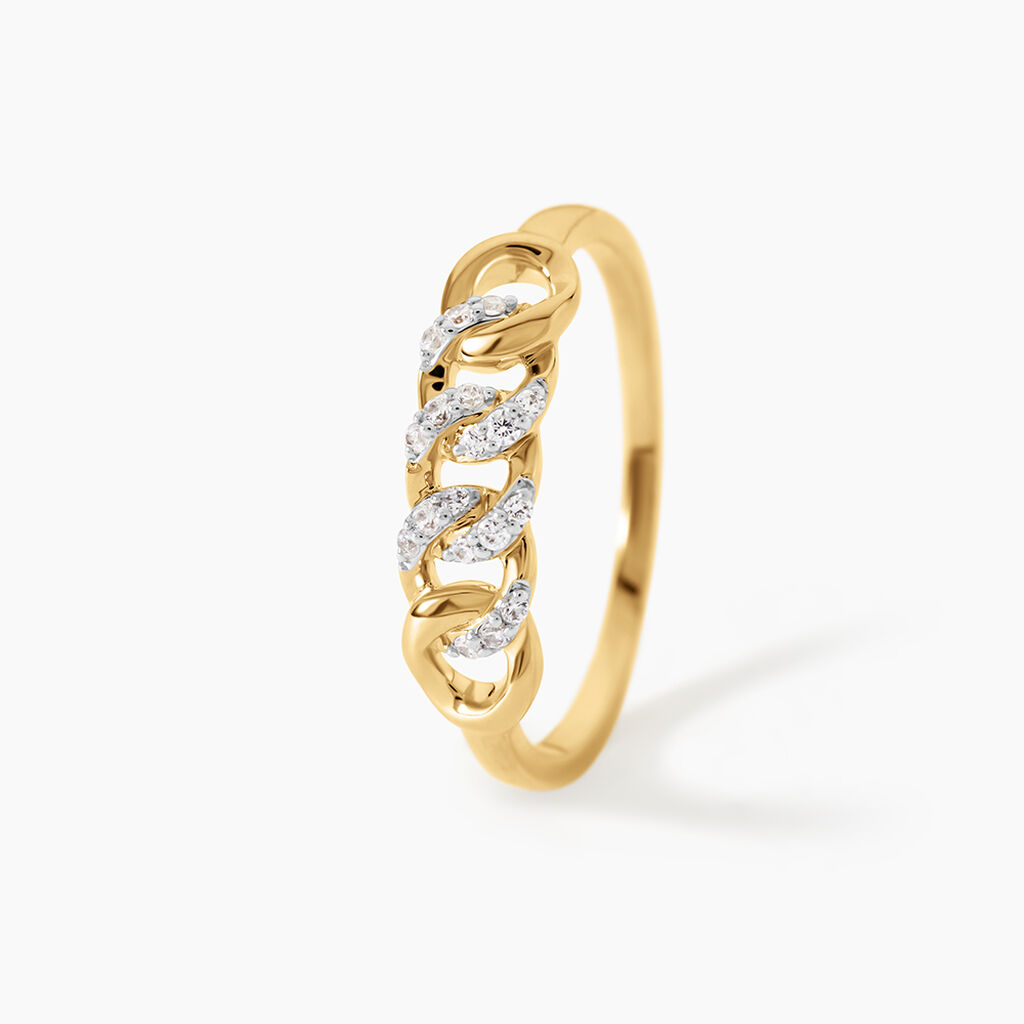 Bague Ga&iuml;dig Argent Dor&eacute; A L'Or 750/1000 Oxyde De Zirconium - Bagues avec pierre Femme | Histoire d&rsquo;Or