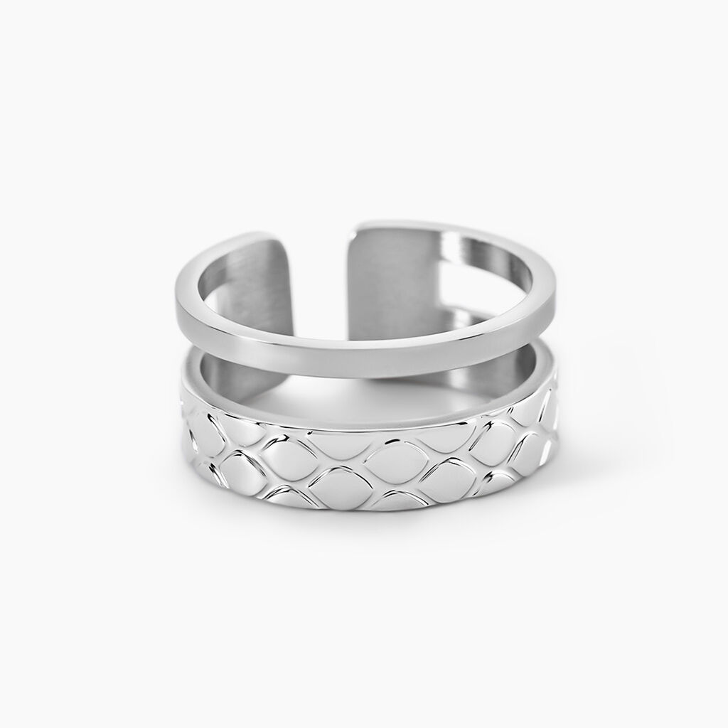 Bague Ajustable Abram Acier Blanc - Bagues 2 anneaux Femme | Histoire d&rsquo;Or