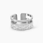Bague Ajustable Abram Acier Blanc - Bagues 2 anneaux Femme | Histoire d&rsquo;Or