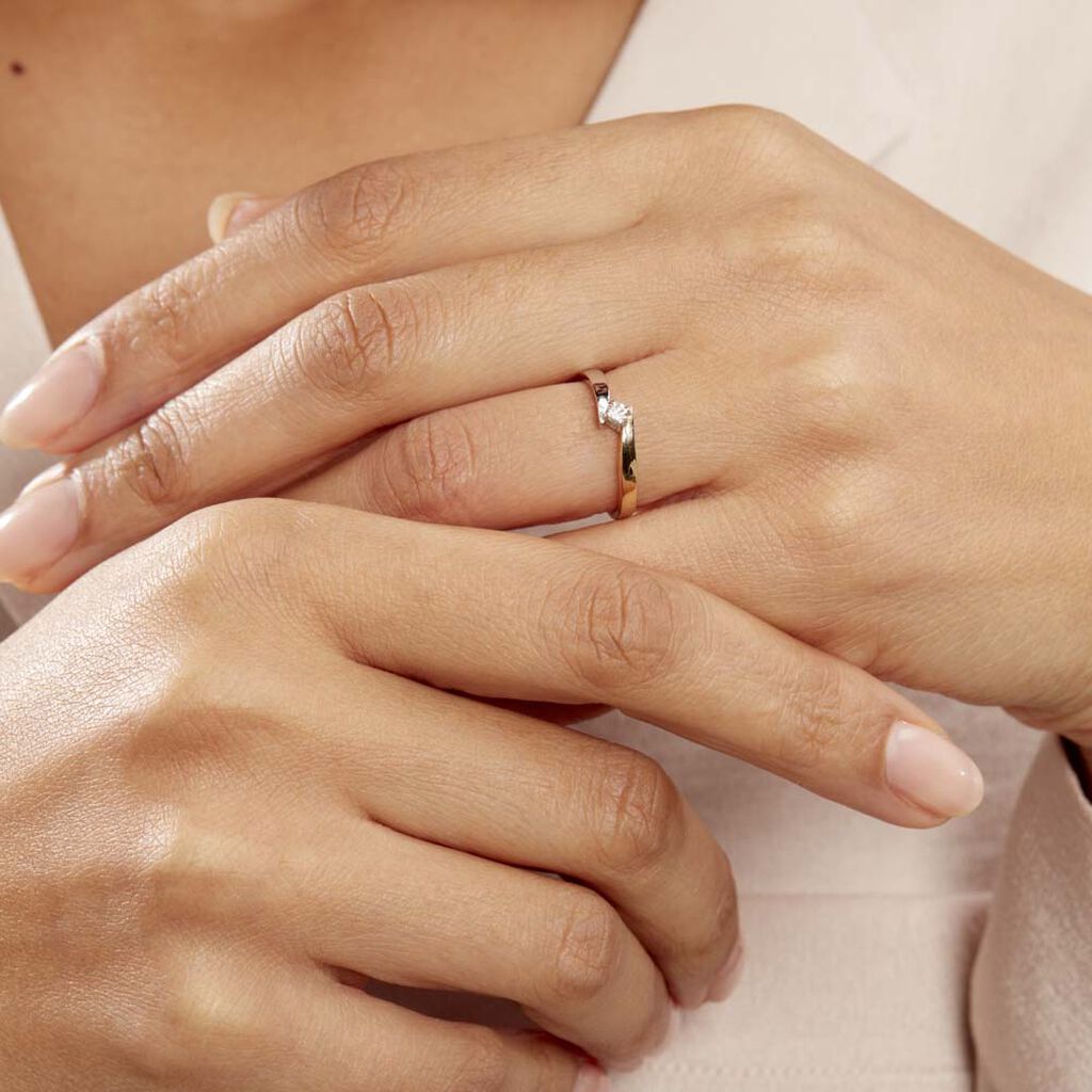 Bague Solitaire Francienne Or Bicolore Diamant - Bagues solitaires Femme | Histoire d’Or