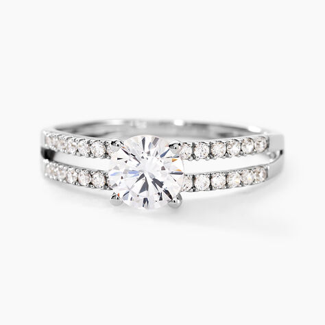 Bague Solitaire Cesarine Or Blanc Oxyde De Zirconium - Bagues solitaires Femme | Histoire d&rsquo;Or