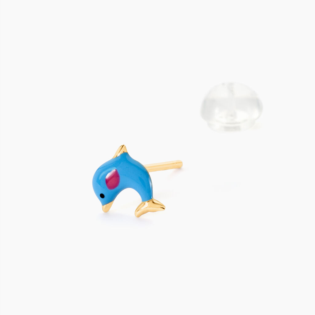 Boucles D'oreilles Puces Mael Dauphin Or Jaune - Clous d'oreilles Enfant | Histoire d’Or